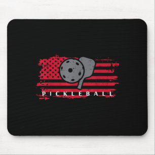 Pickleball red american flag pickle ball men women mouse mat