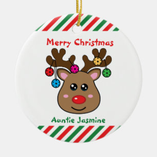 Pickleball  Reindeer 🎄 Ceramic Tree Decoration