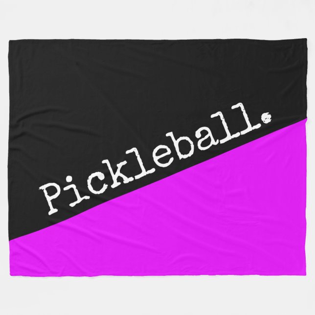 PICKLEBALL Retro Bright Pink Black Colour Block Fleece Blanket (Front (Horizontal))