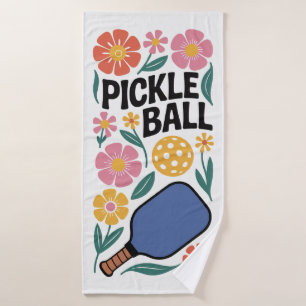 Pickleball Retro Floral Paddle Bath Towel