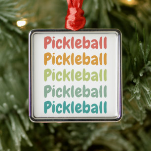 Pickleball Retro Pickleball Player Metal Tree Decoration