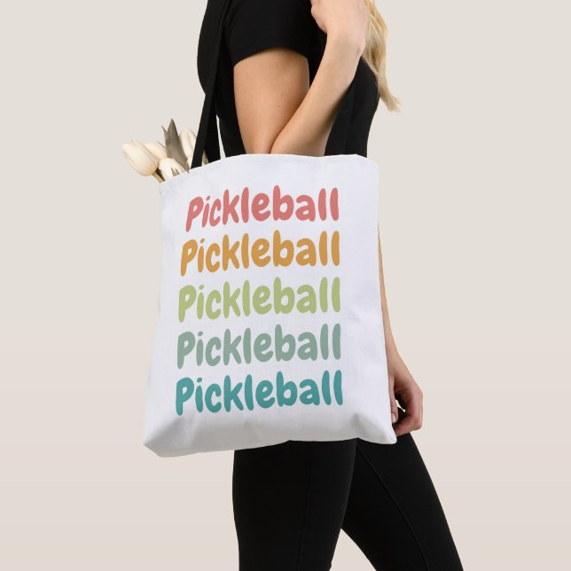 Pickleball Retro Pickleball Player Tote Bag (Close Up)