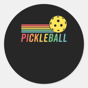 Pickleball Retro Sunset Sport Game Pickle Ball Classic Round Sticker