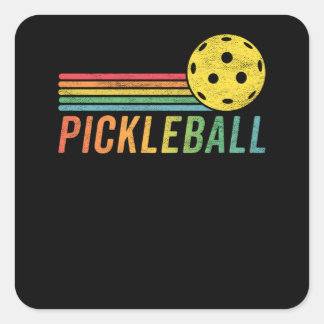 Pickleball Retro Sunset Sport Game Pickle Ball Fan Square Sticker