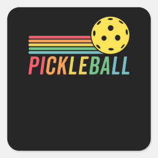 Pickleball Retro Sunset Sport Game Pickle Ball Square Sticker
