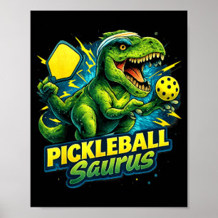 Pickleball rex dinosaur funny pickleball player poster