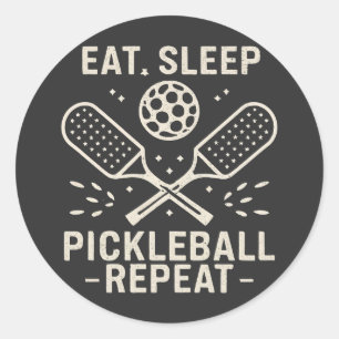 Pickleball Routine : Eat Sleep Pickleball Repeat Classic Round Sticker