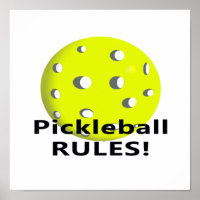 Pickleball Rules! With yellow ball black text