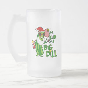 Pickleball Santa Big Dill Frosted Glass Beer Mug