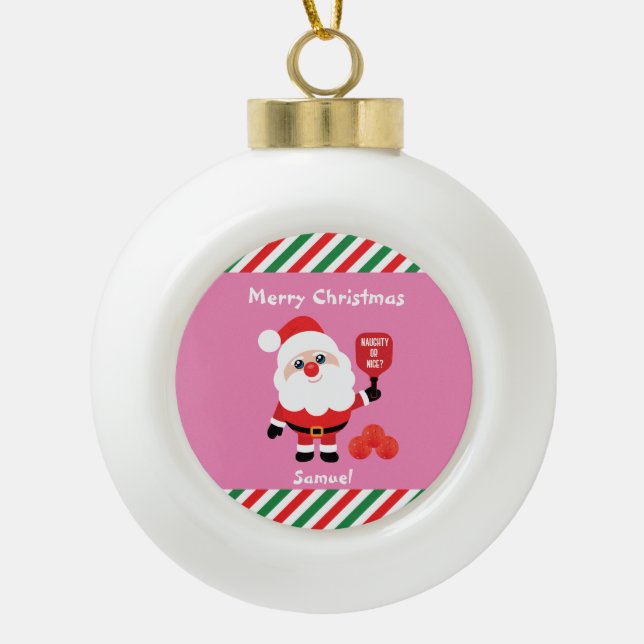 Pickleball🎅 Santa  Ceramic Ball Christmas Ornamen Ceramic Ball Christmas Ornament (Front)