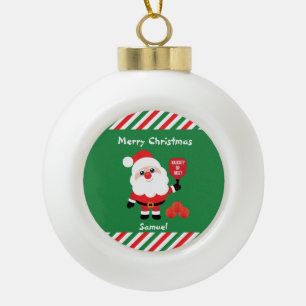Pickleball🎅 Santa Ceramic Ball Christmas Ornament
