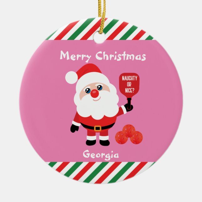 Pickleball🎅 Santa Ceramic Ornament (Front)