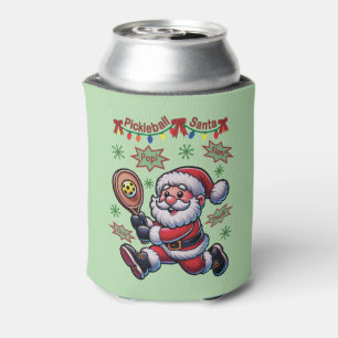 Pickleball Santa Claus Christmas Can Cooler