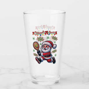 Pickleball Santa Claus Christmas Glass