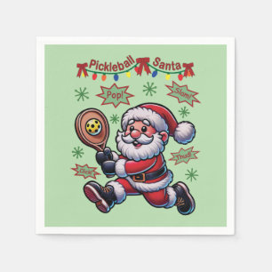 Pickleball Santa Claus Christmas Napkin