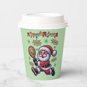 Pickleball Santa Claus Christmas Paper Cups
