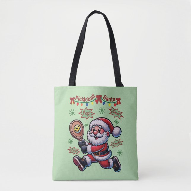 Pickleball Santa Claus Christmas Tote Bag (Front)
