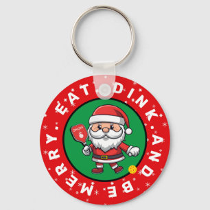 Pickleball  Santa custom text, red Key Ring