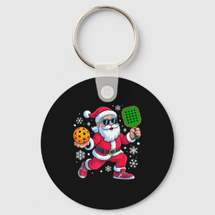 Pickleball santa enthusiasts christmas fun key ring
