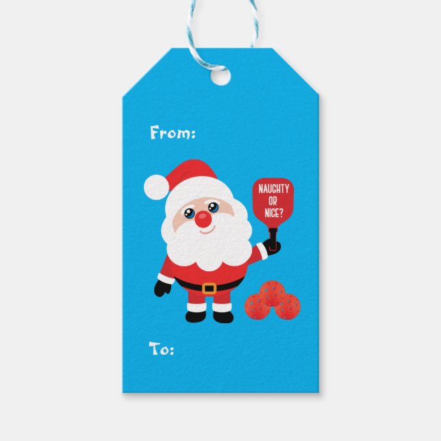 Pickleball🎅 Santa  Gift Tags (Front)