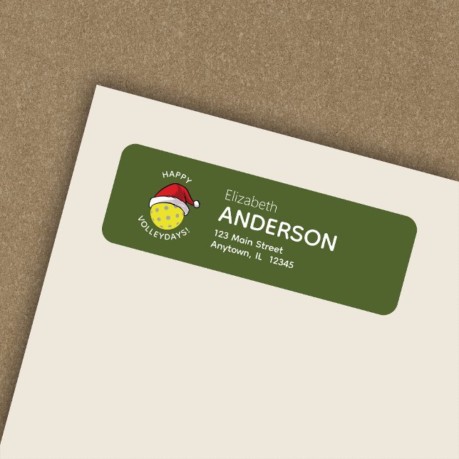Pickleball Santa Hat Green Holiday Return Address (Creator Uploaded)