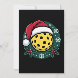 Pickleball Santa Hat Holly Christmas Holiday Xmas Invitation