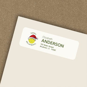 Pickleball Santa Hat White Holiday Return Address