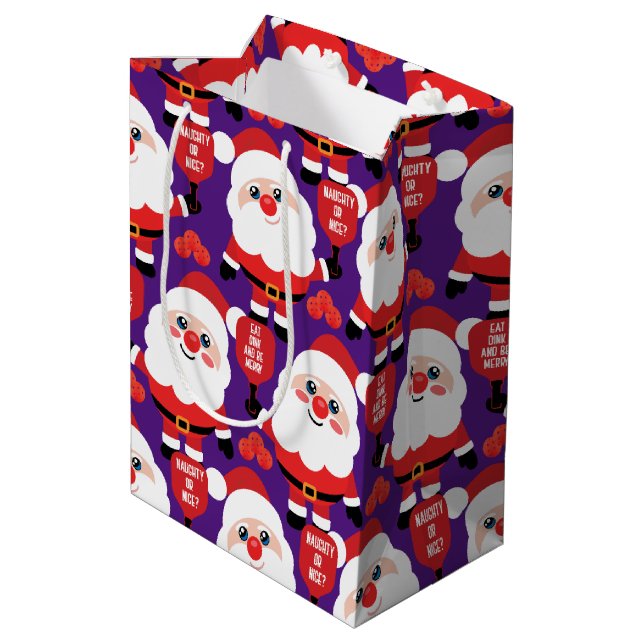 Pickleball Santa  Medium Gift Bag (Back Angled)
