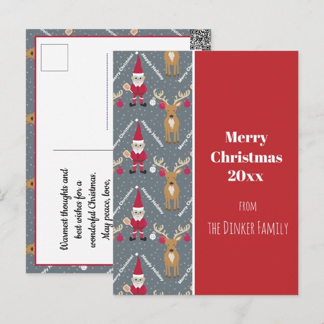  Pickleball Santa 🎅Merry Christmas 🎁   Postcard (Front/Back)