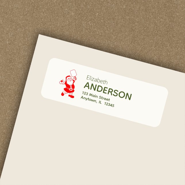 Pickleball Santa White Christmas Return Address (Creator Uploaded)