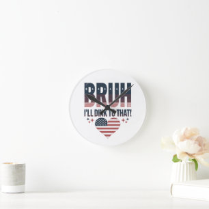 Pickleball Saying Bruh Pickleball Player Round Clock