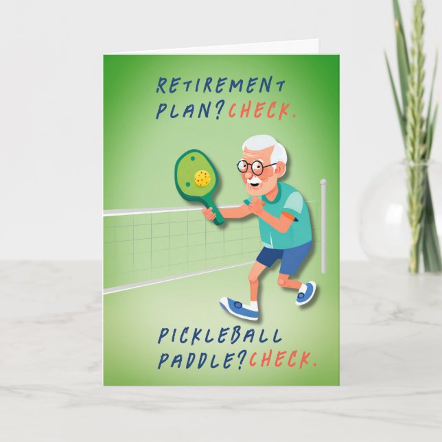Pickleball Serve & Celebrate Retirement Birthday Card (Front)