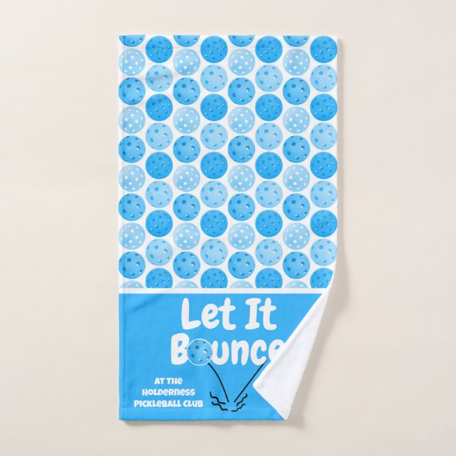 Pickleball Serve Let It Bounce Blue Personalised Hand Towel (Hand Towel)