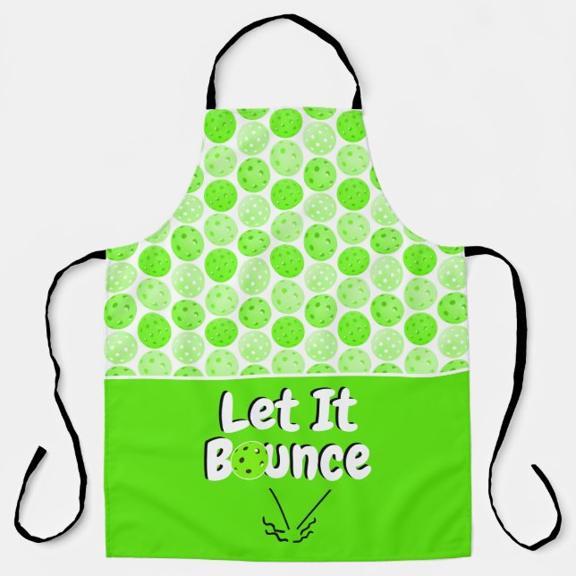 Pickleball Serve Let It Bounce Green Personalised Apron (Front)