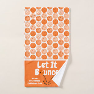 Pickleball Serve Let It Bounce Orange Personalised Hand Towel