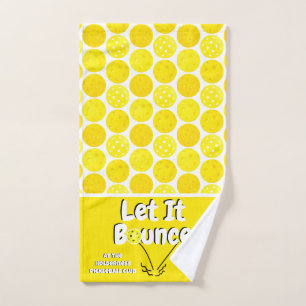 Pickleball Serve Let It Bounce Yellow Personalised Hand Towel