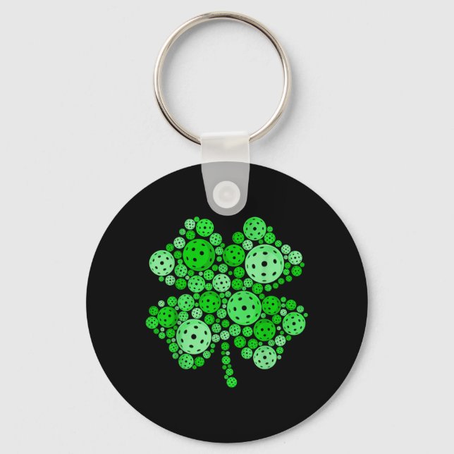 Pickleball Shamrock St Patricks Day Pickleball Key Ring (Front)