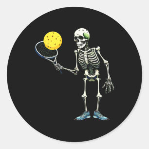 Pickleball Skeleton Tee Halloween Costume Pickleba Classic Round Sticker