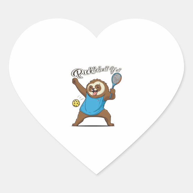 Pickleball Sloth T- Pickleball Y'all Heart Sticker (Front)