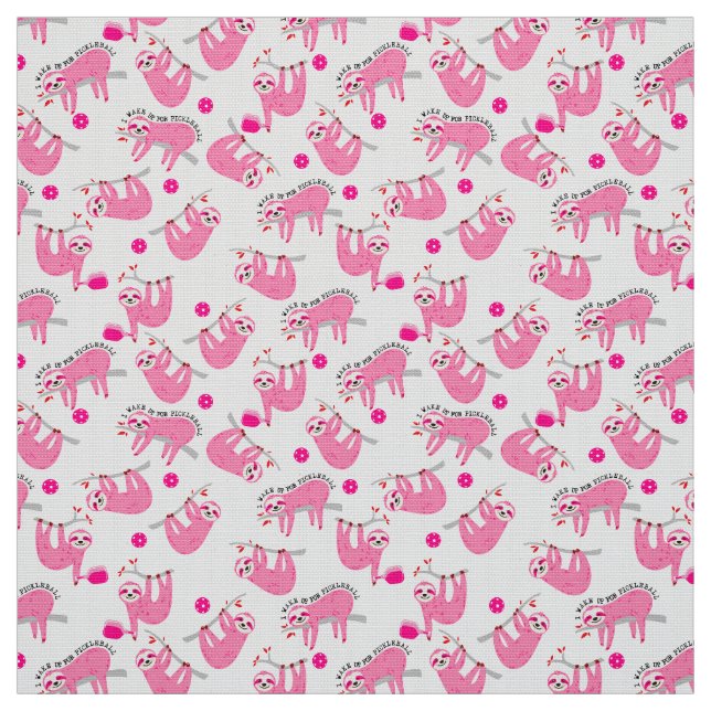 Pickleball sloths on custom background fabric (Swatch)