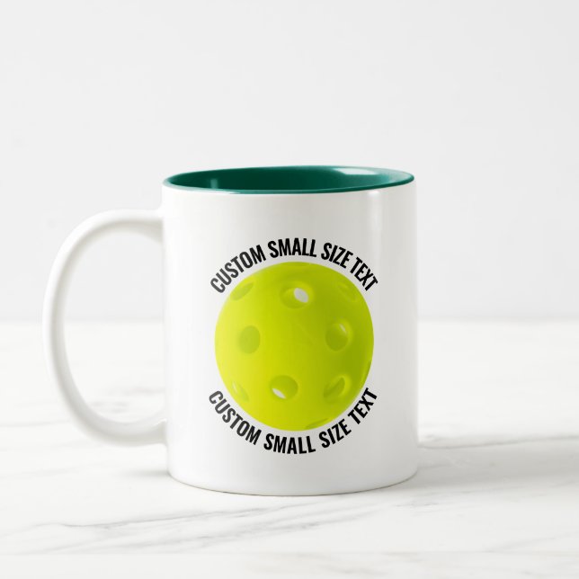 Pickleball & Small Text HUNTER GREEN 11oz Custom Two-Tone Coffee Mug (Left)