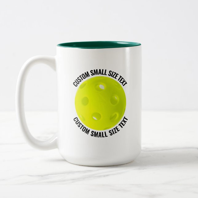 Pickleball & Small Text HUNTER GREEN 15oz Custom Two-Tone Coffee Mug (Left)