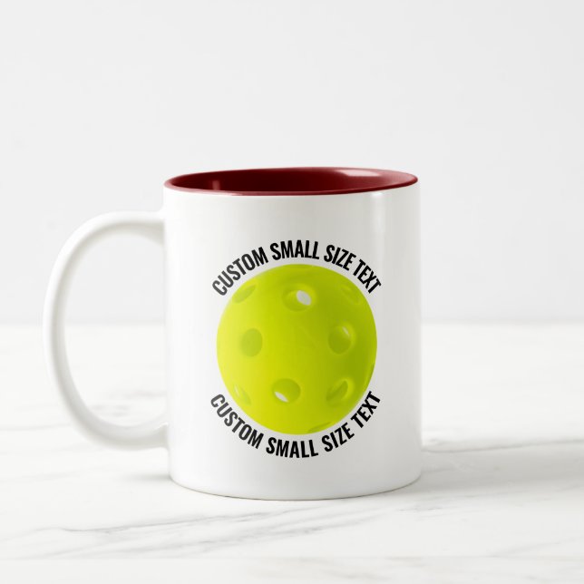 Pickleball & Small Text MAROON 11oz Custom Two-Tone Coffee Mug (Left)