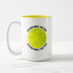 Pickleball & Small Text YELLOW 15oz Custom Two-Tone Coffee Mug