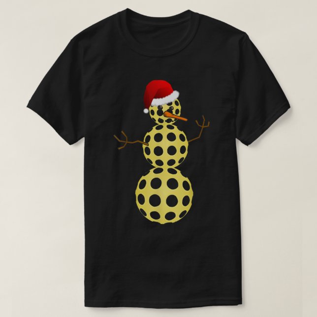 Pickleball Snowman Christmas Holiday Design T-Shirt (Design Front)
