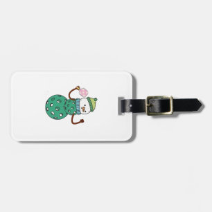 Pickleball Snowman Funny Christmas Xmas Luggage Tag