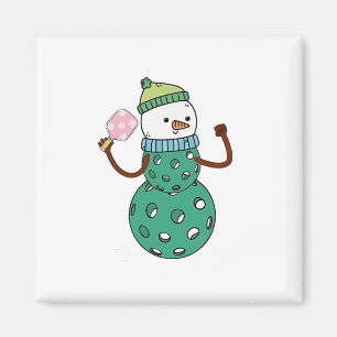 Pickleball Snowman Funny Christmas Xmas Magnet