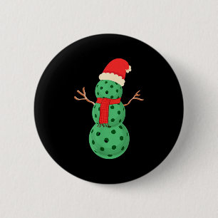 Pickleball snowman - funny pickleball christmas, 6 cm round badge