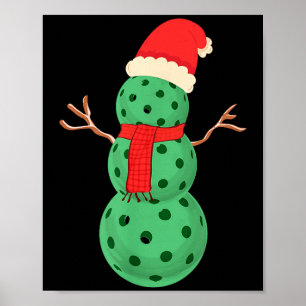Pickleball snowman - funny pickleball christmas, poster