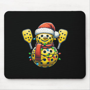 Pickleball Snowman Santa Hat Lights Christmas Pick Mouse Mat